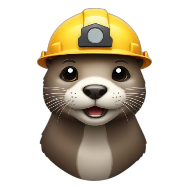otter with construction head sticker