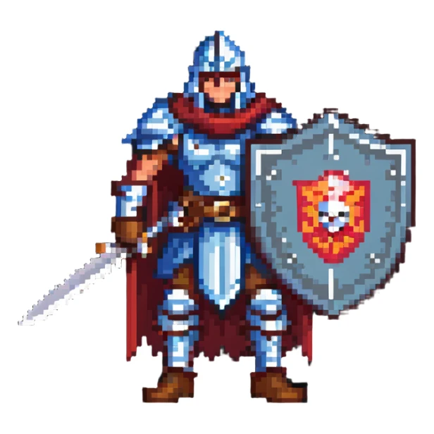retro fantasy warrior with sword and shield sticker