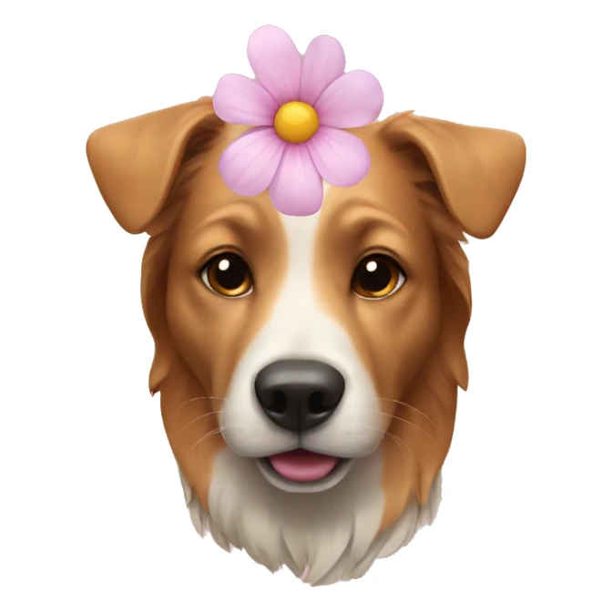 Dog with flower sticker