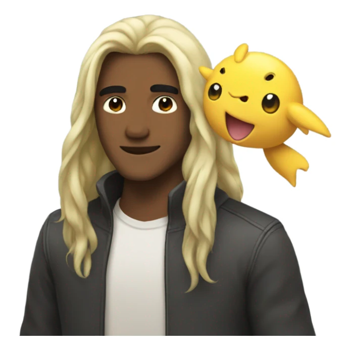 Guy long hair woth pokemon  sticker