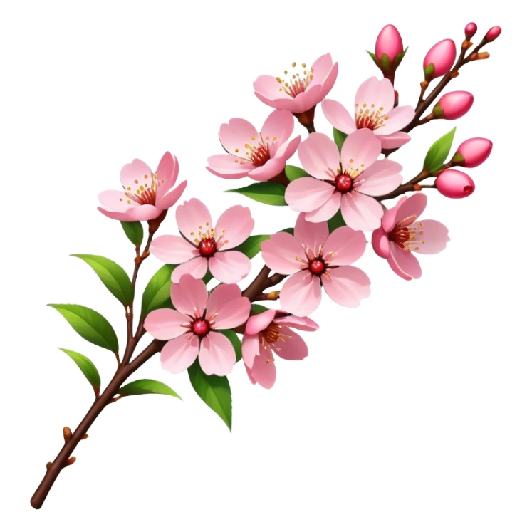 big bouquet Cherry Blossom, luxuriant, stem, leaf sticker