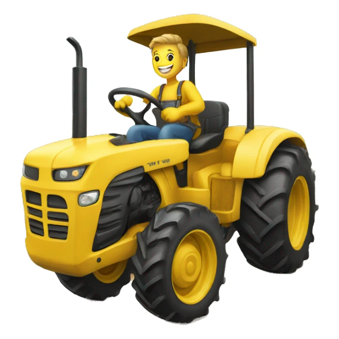 a happy person driving big yellow tractor sticker