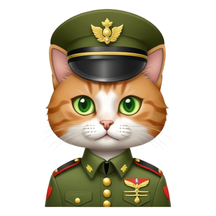 a cat wearing a soldier uniform sticker