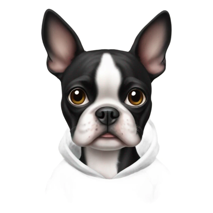 Boston terrier and a sweatshirt sticker