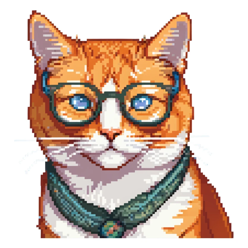 orange cat wearing eyeglasses sticker