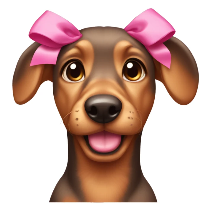 Dashound with pink bows on ears sticker