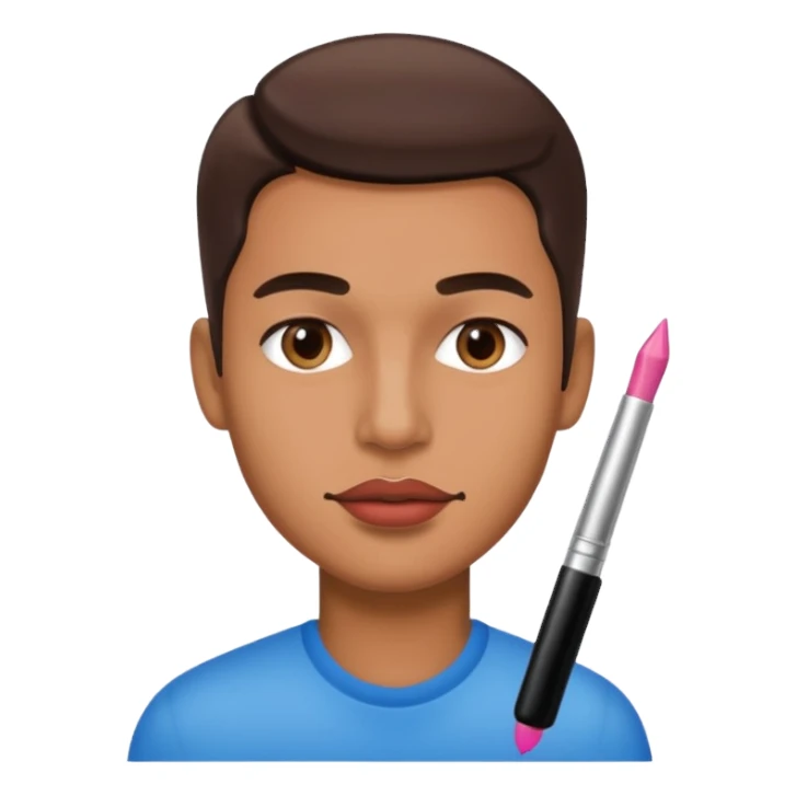 Man with lip gloss on and makeup sticker