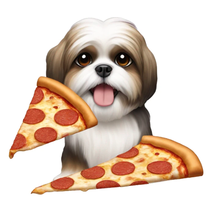 A shihtzu eating pizza sticker