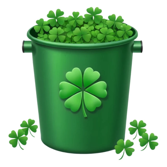 trash bin with lucky clovers sticker