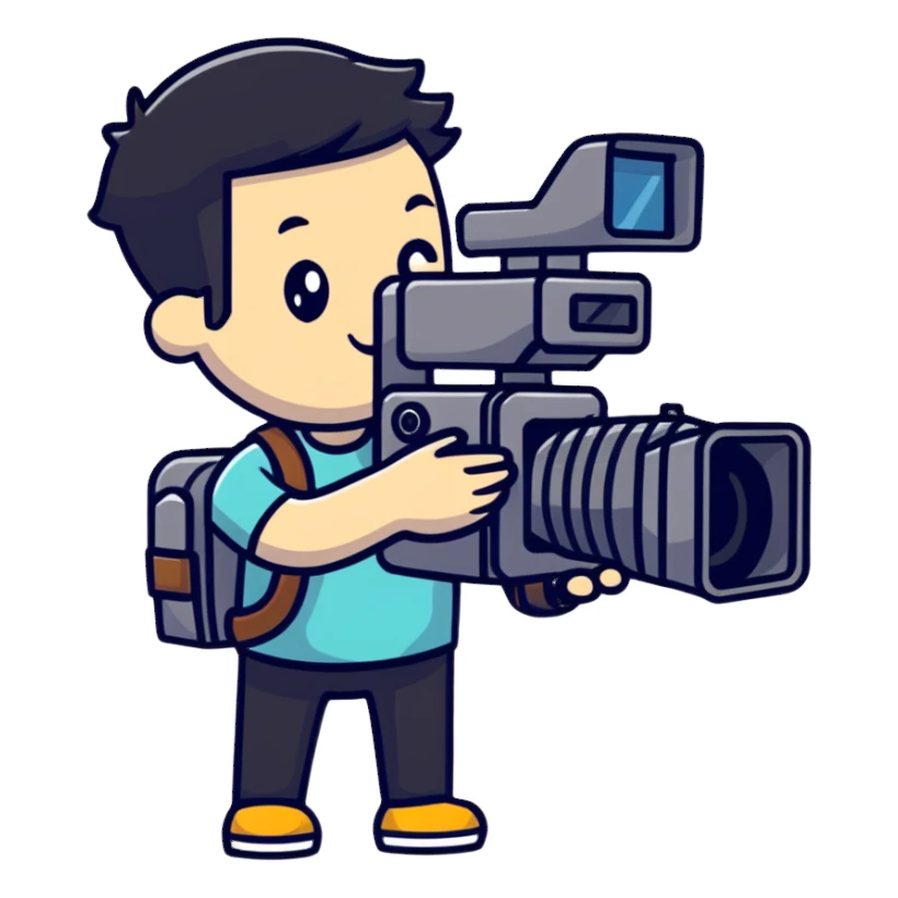 cinéaste tenant une caméra sticker