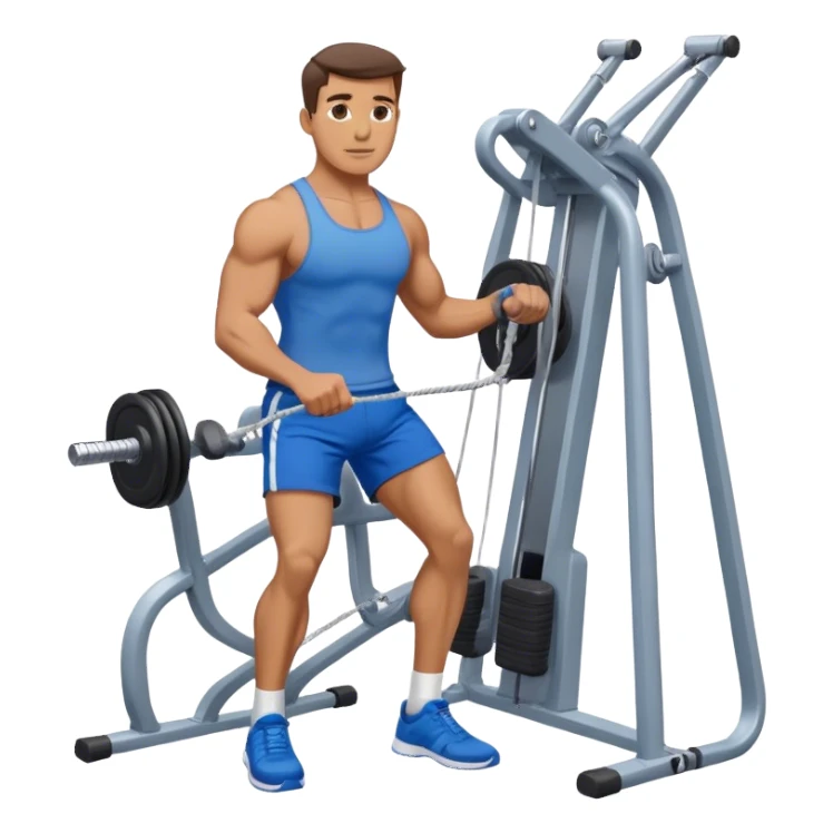 standing fit man with blue shorts cable-machine-exercise sticker