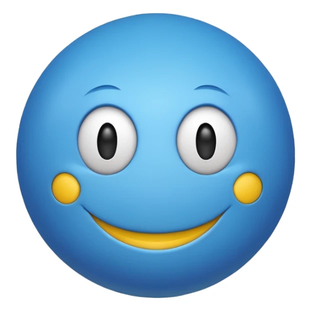 Blue ball With a smiley face sticker