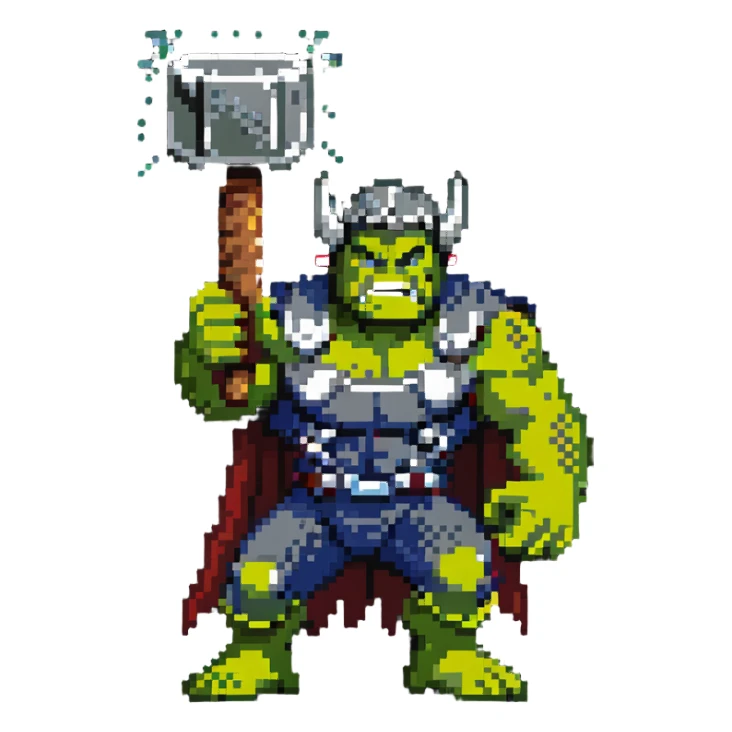 Hulk smashing with Thor's hammer sticker