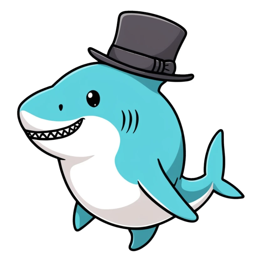 Shark with a top hat sticker