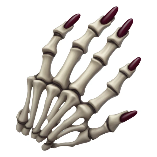 skeleton hand with long maroon nails and rings  sticker