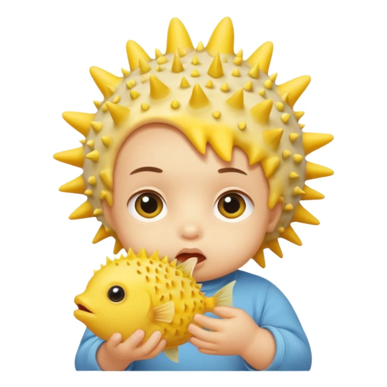 baby eating a pufferfish sticker