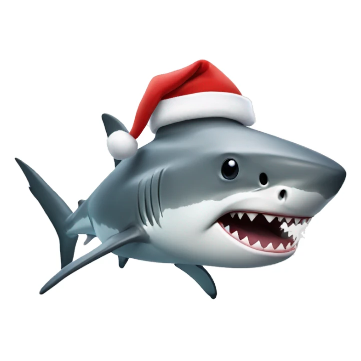 white shark with a Santa hat sticker