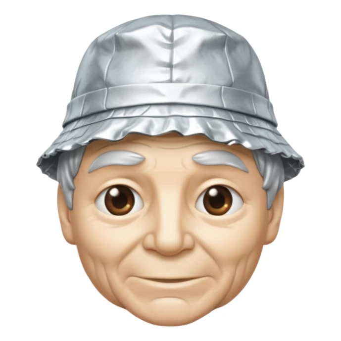 tin foil hat with smirking face sticker