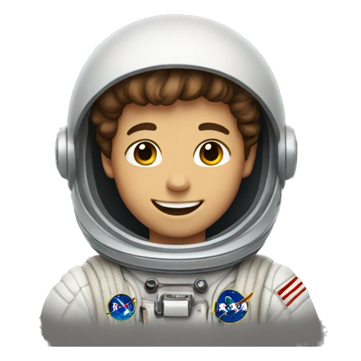 smiling boy with brown hair astronaut  sticker