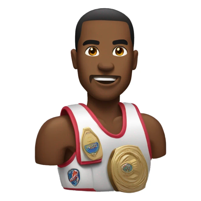 Boxer with a championship belt sticker