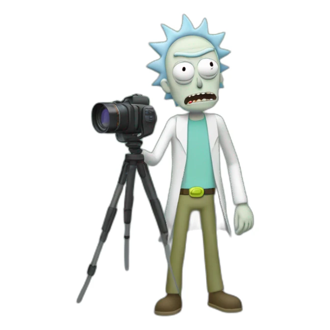 Rick morty holding a camcorder sticker
