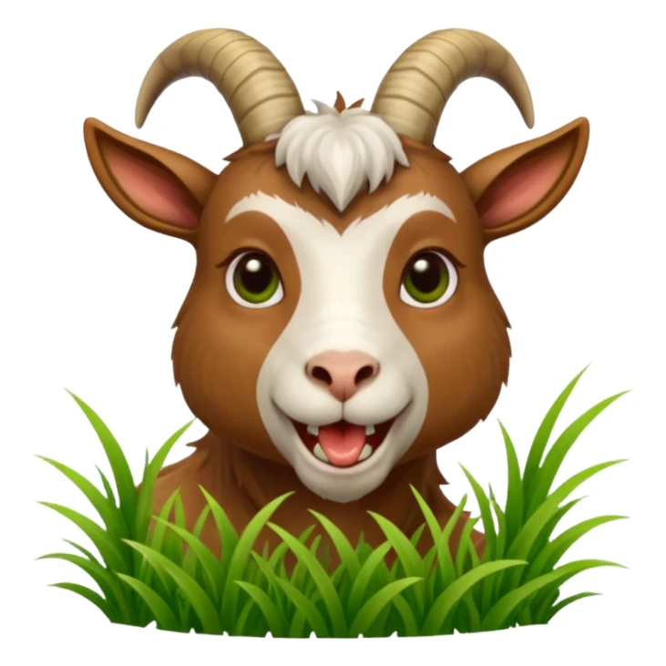 goat biting grass in his mouth sticker