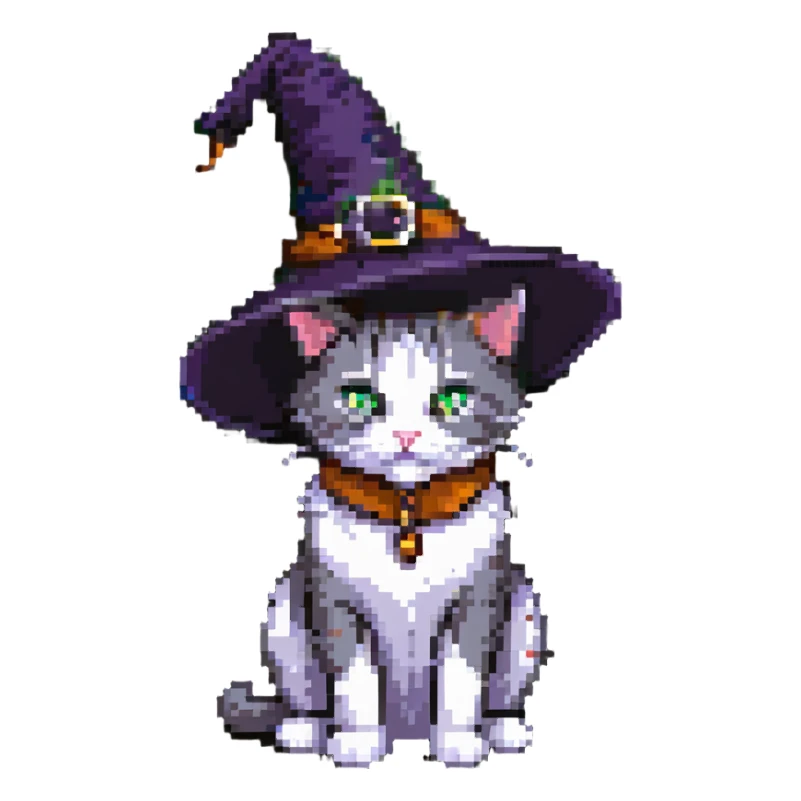 purple witch cat sticker