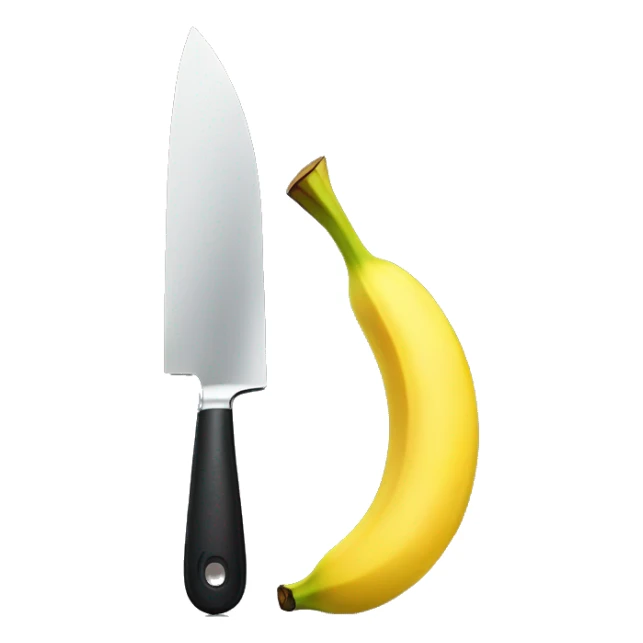 a banana being cut by a knife sticker