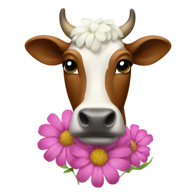 Flower cow sticker