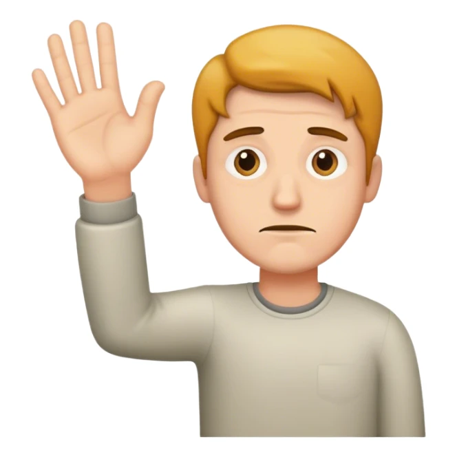 Unhappy man giving hand sticker