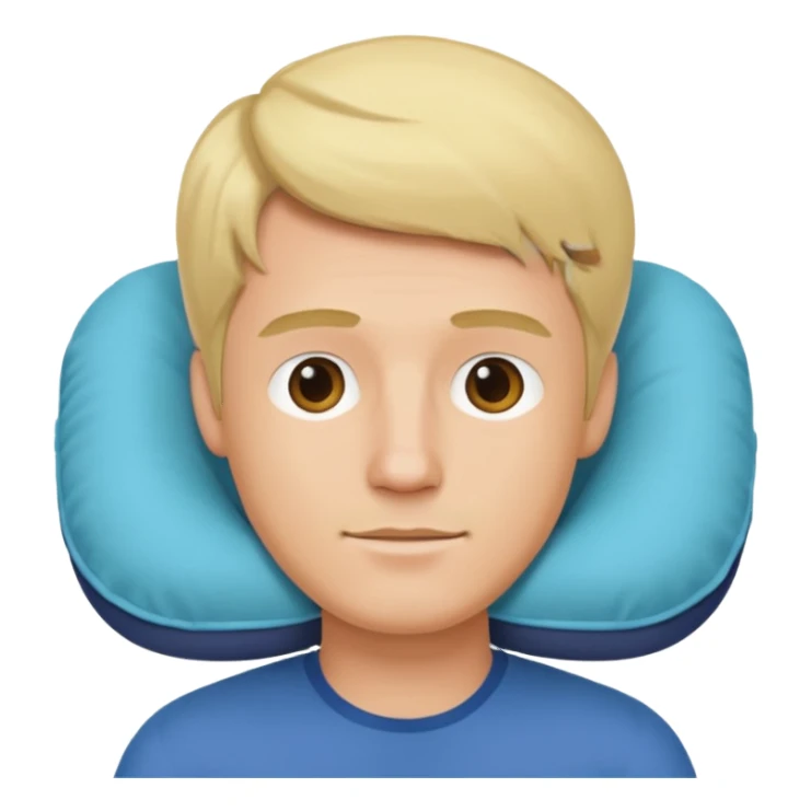 blonde man using travel pillow  sticker