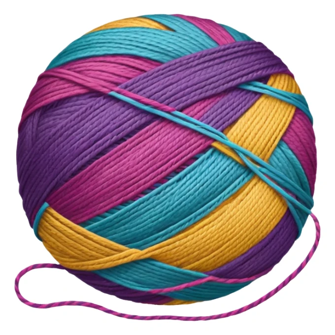 ball of knitting thread with tape sticker