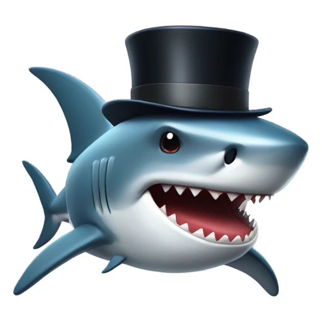 Shark with a top hat sticker