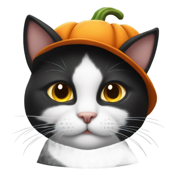 Black and white Cat with a pumpkin hat  sticker