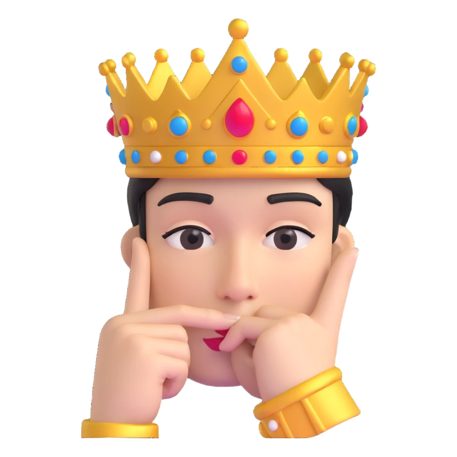 shushing face with crown sticker