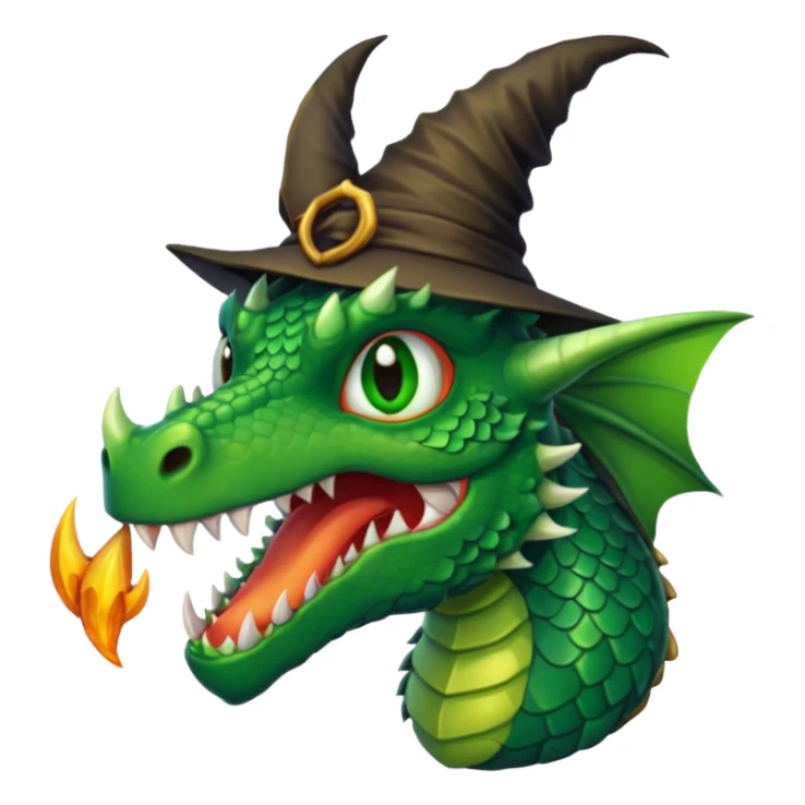 A dragon with a witch nose sticker