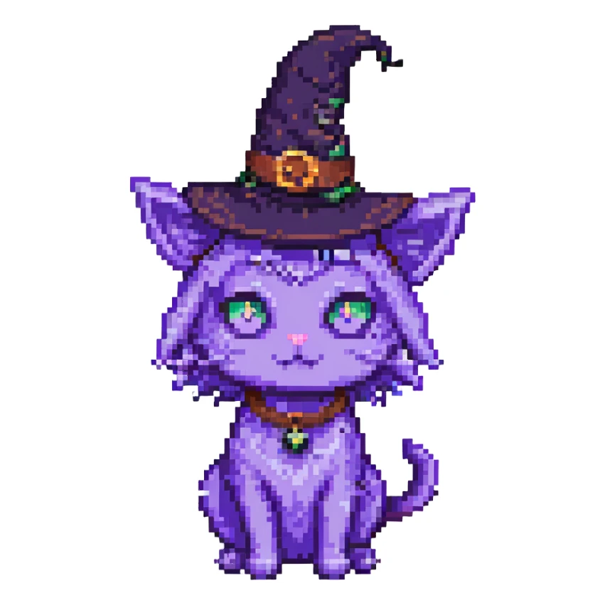 purple witch cat sticker