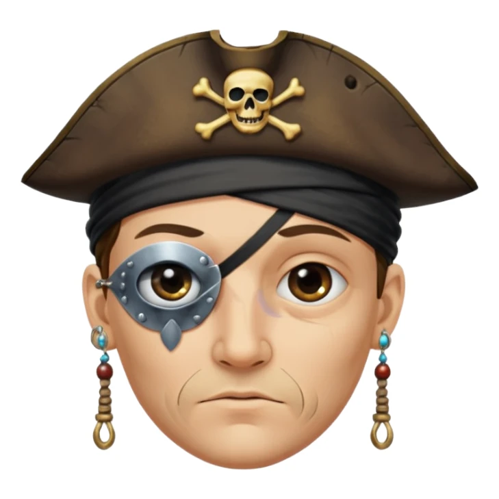 Eye patch pirate with earring, one eye covered
 sticker