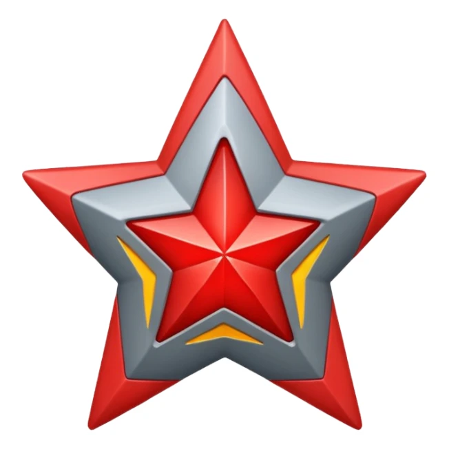 Grey star with red star on inside sticker
