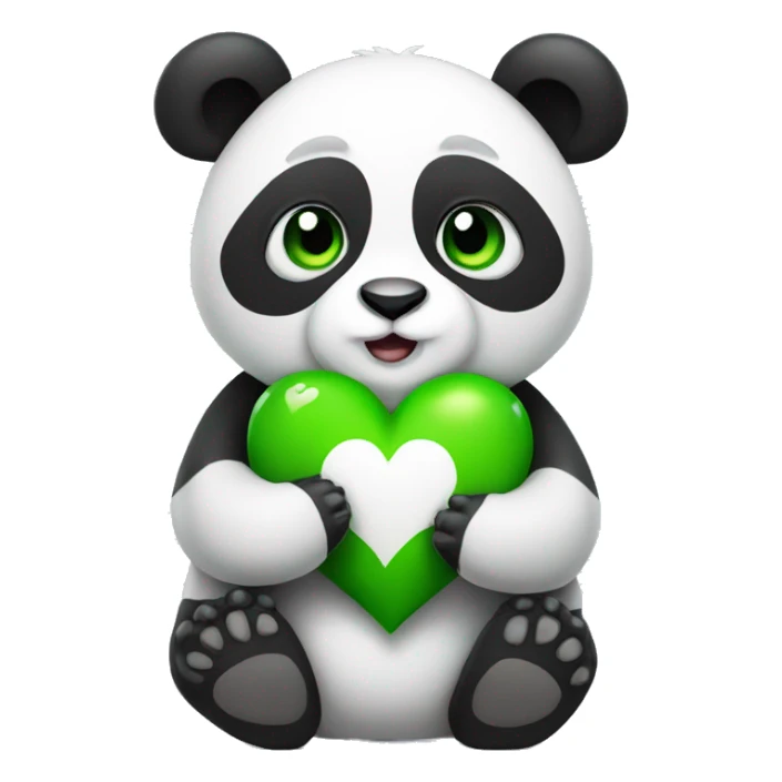 Panda with green heart sticker
