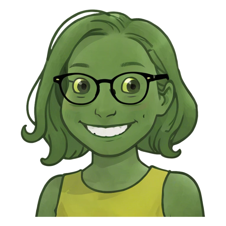 smiling girl with glasses sticker