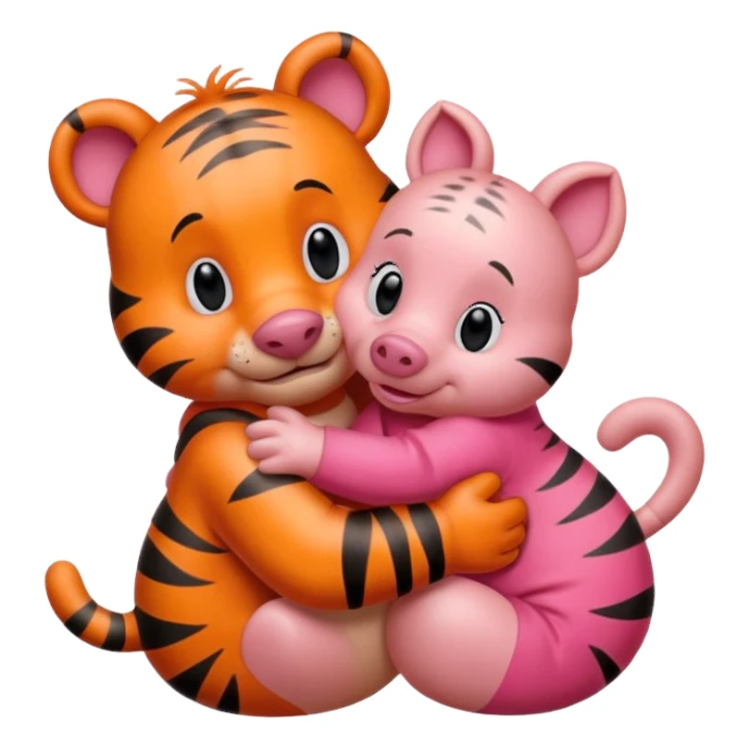 a big tigger hugging small piggy  sticker