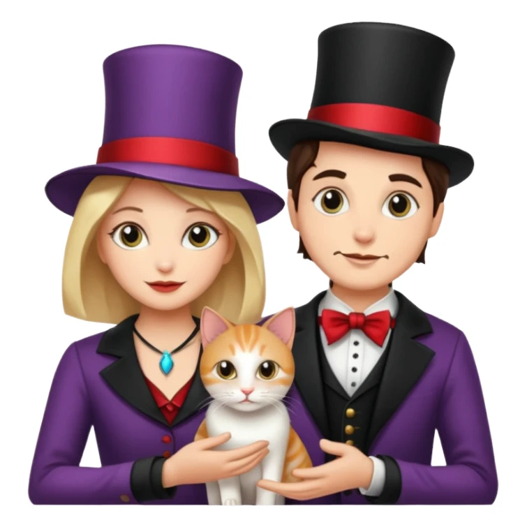 magician couple and their pet cat sticker