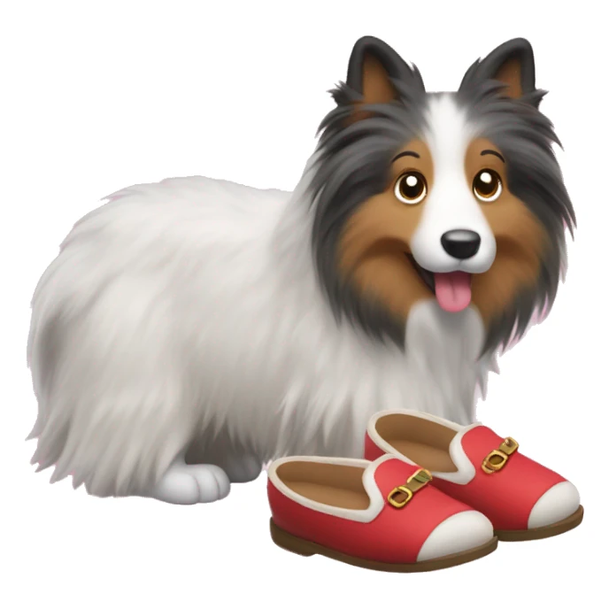 Shetland sheepdog stealing slippers sticker