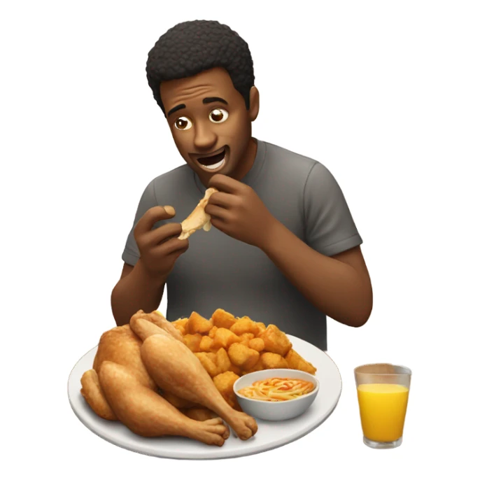 man eating chicken sticker