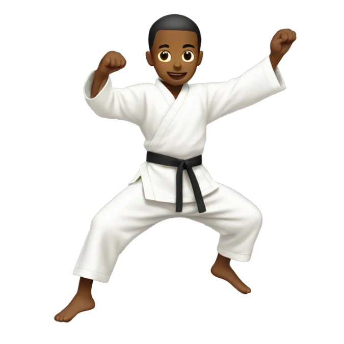 boy in karate ghee doing a jumping kick sticker