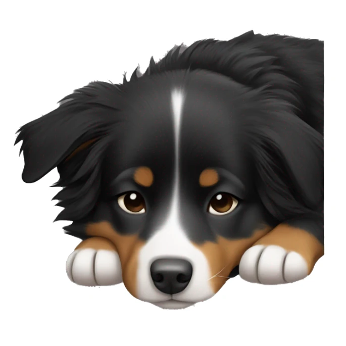 Small black australian shepherd dog sleeping  sticker