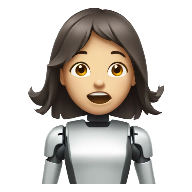 robotic shouting girl sticker