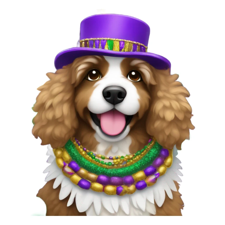 Bernedoodle dressed for Mardi Gras sticker