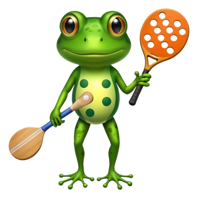 Frog w pickleball paddle sticker